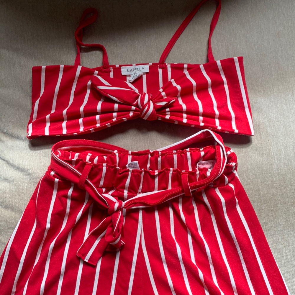 Red and white strip 2-piece Sailor outfit